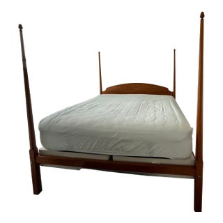 Custom Tiger Maple Mid-Century Modern Bed Frame For Sale