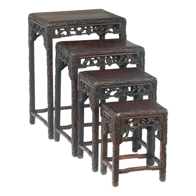 Antique Rosewood Chinese Nesting Tables Set of 4 For Sale