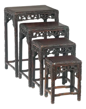 Antique Rosewood Chinese Nesting Tables Set of 4