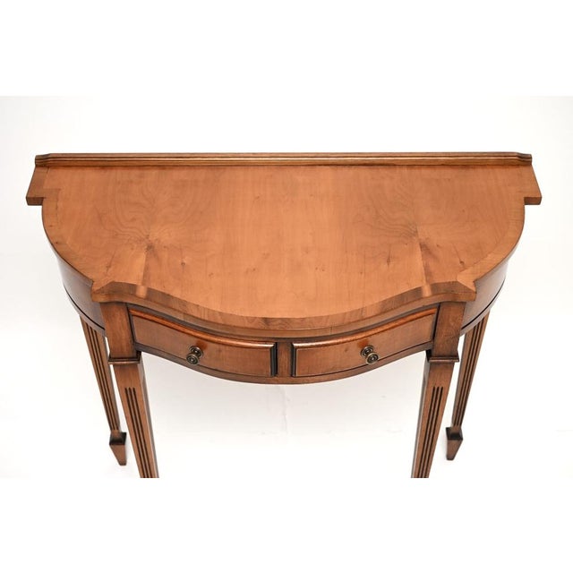 1950s Antique Georgian Style Yew Wood Console Table, 1950 For Sale - Image 5 of 9