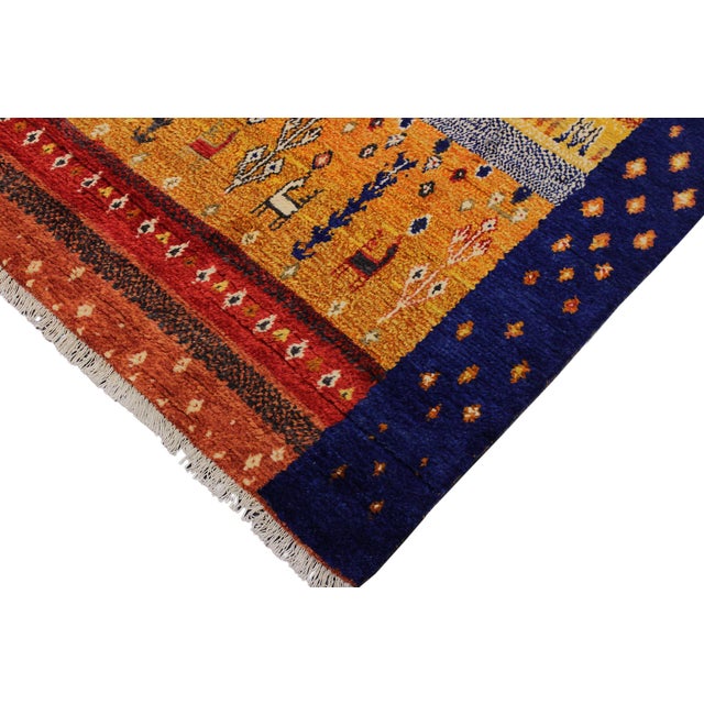 Moroccan Tribal Rust/Blue Wool Rug - 8'9'' X 12'4'' For Sale - Image 4 of 10