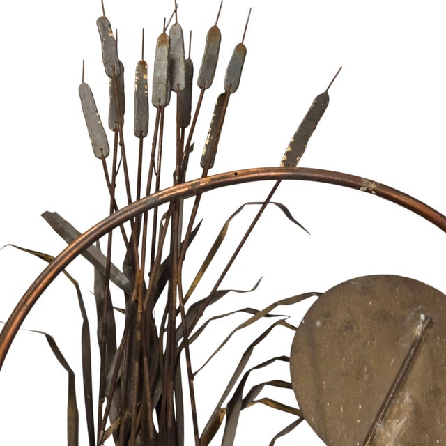 MCM Cattails Wall Sculpture Brutalist Vintage 34 Inch Large Art Copper Brass For Sale - Image 15 of 18