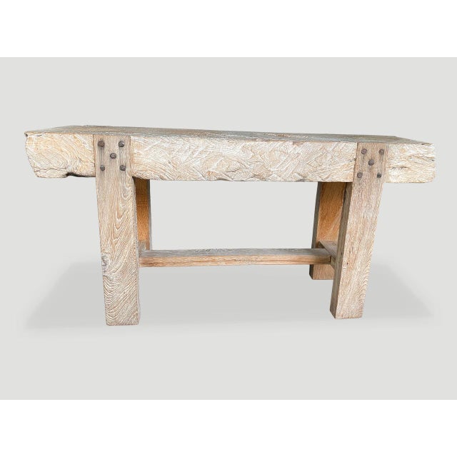 Andrianna Shamaris Impressive Teak Wood Log Style Console Table For Sale - Image 4 of 18