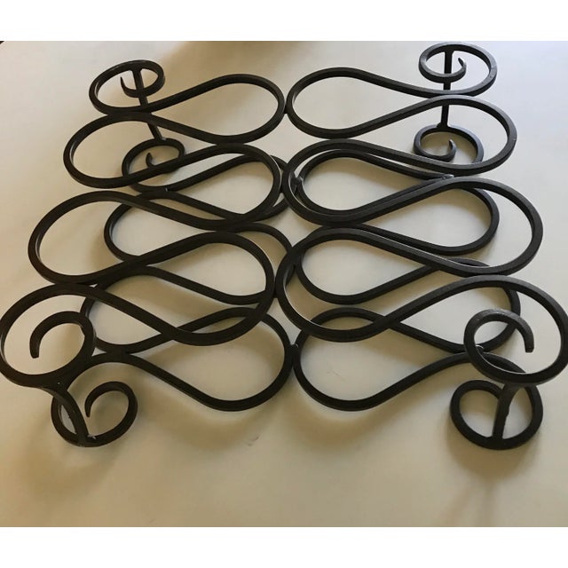 Transitional 1970s Wrought Iron Hand-Forged Wine Rack For Sale - Image 3 of 5
