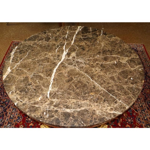 Wood 1990s Mahogany Neo Classical Regency Style Marble Top Dining Center Table For Sale - Image 7 of 10