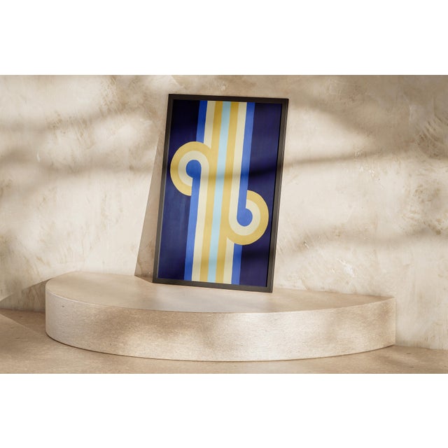 2026, Coming and Going, Art Deco Style Painting in Blue and Gold, For Sale In Miami - Image 6 of 8