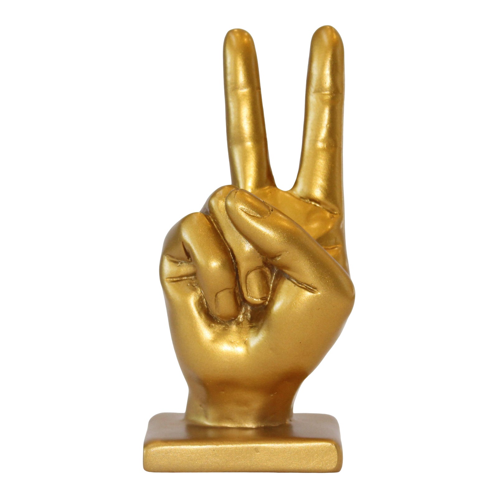 Gold Peace Sign Hand Symbol Sculpture Chairish