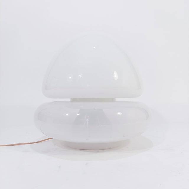 Huge Italian Murano glass table or table lamp, 1970s. Mushroom-shaped body made up of two pieces of Murano glass that fit...