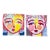 Contemporary Artwork by Cassandra Auker “Face Painting” Diptych Small Acrylic on Paper - Set of 2 For Sale
