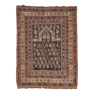 Navy Ground Antique Marasali Shirvan Prayer Rug, Hand Knotted, Wool Oriental Rug For Sale