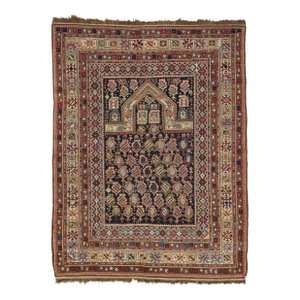 Navy Ground Antique Marasali Shirvan Prayer Rug, Hand Knotted, Wool Oriental Rug
