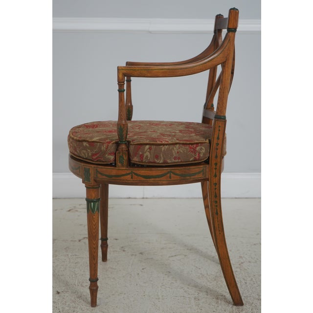 Traditional Adams Paint Decorated Cane Seat W. Cushion Armchair For Sale - Image 3 of 18