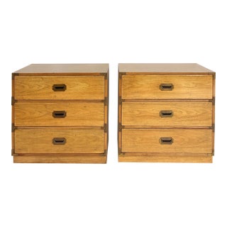 Benhardt Pecan Campaign Mid-Century Bachelor's Chests, a Pair For Sale