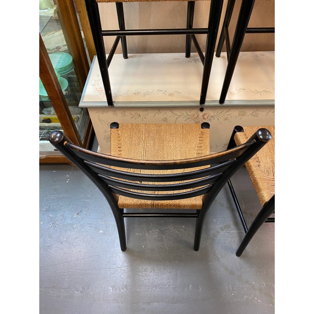 1960s Scandinavian Ladder-Back Dining Chairs, Woven Rope, Set of 4 For Sale - Image 9 of 13