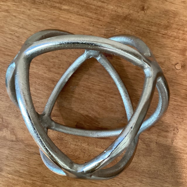 Mid 20th Century Sphere Art Sculpture Aluminum Paperweight Brutalist Style For Sale - Image 4 of 12