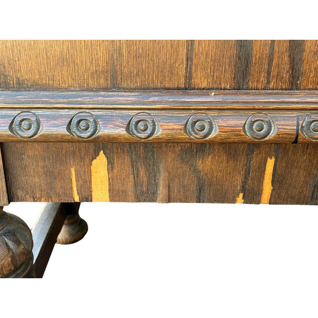 Early 20th Century Jacobean Revival Carved Oak Buffet Sideboard For Sale - Image 11 of 12
