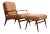 Italian Modern Carlo De Carli Walnut and Leather Lounge Chair and Ottoman For Sale