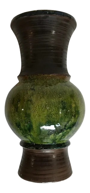 Mid Century Raymor Italy Green Drip Glaze Majolica Vase