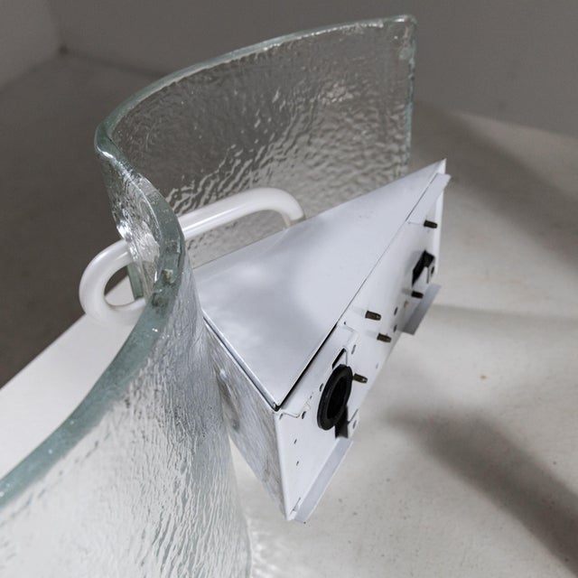 Italian Curved Hammered Glass Wall Lamps, 1970s, Set of 2 For Sale - Image 6 of 8