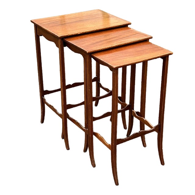 Edwardian Mahogany Nesting Tables, Set of 3 For Sale