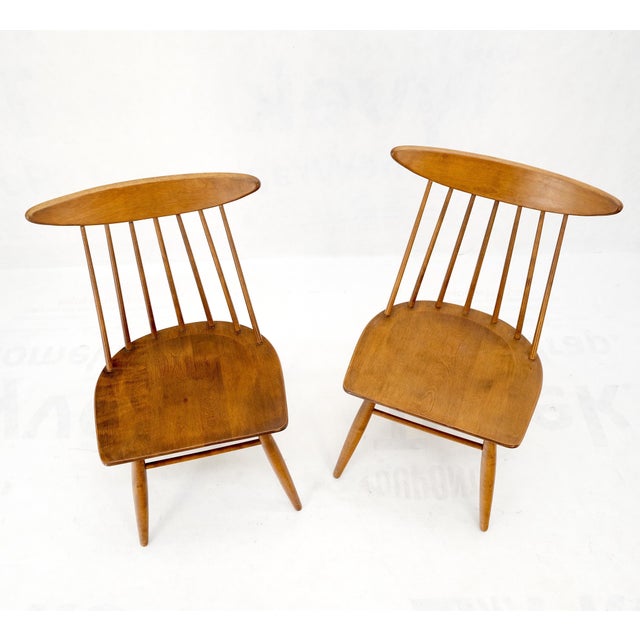 Pair of Mid-Century Modern Solid Maple Conant Ball Russel Right Sid Chairs Mint! For Sale - Image 14 of 16