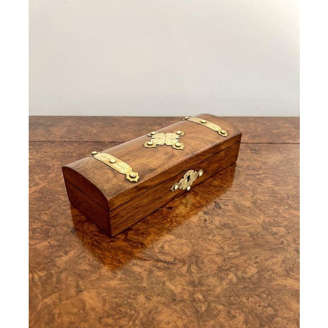 Victorian Burr Walnut and Brass Mounted Glove Box, 1860s For Sale - Image 6 of 8