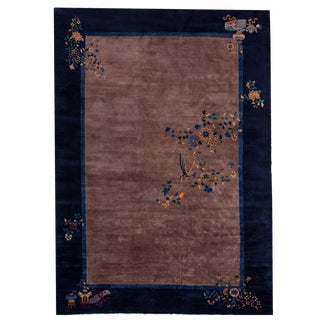 Antique Chinese Art Deco Wool Rug 10 Ft 2 in X 14 Ft 1 In For Sale