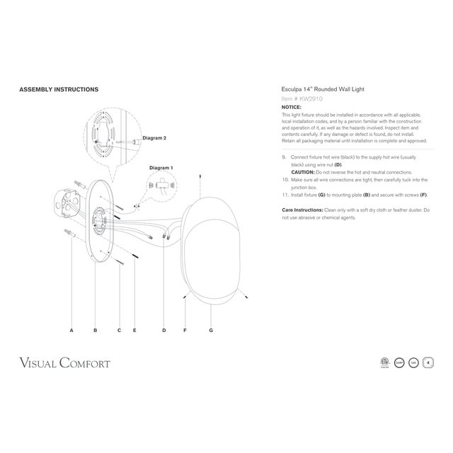 Stone Kelly Wearstler for Visual Comfort Signature Esculpa 14" Rounded Wall Light in Alabaster and Polished Nickel For Sale - Image 7 of 7