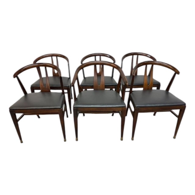 Mid-Century Modern Wishbone Walnut Dining Chairs - Set of 6 For Sale
