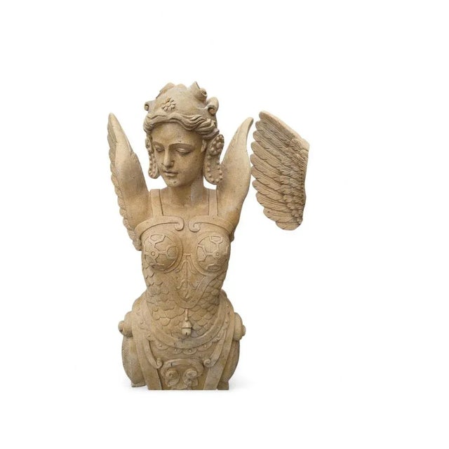 Italian Hand-Carved Marble Allegorical Winged Figures, 1980, Set of 2 For Sale - Image 4 of 10