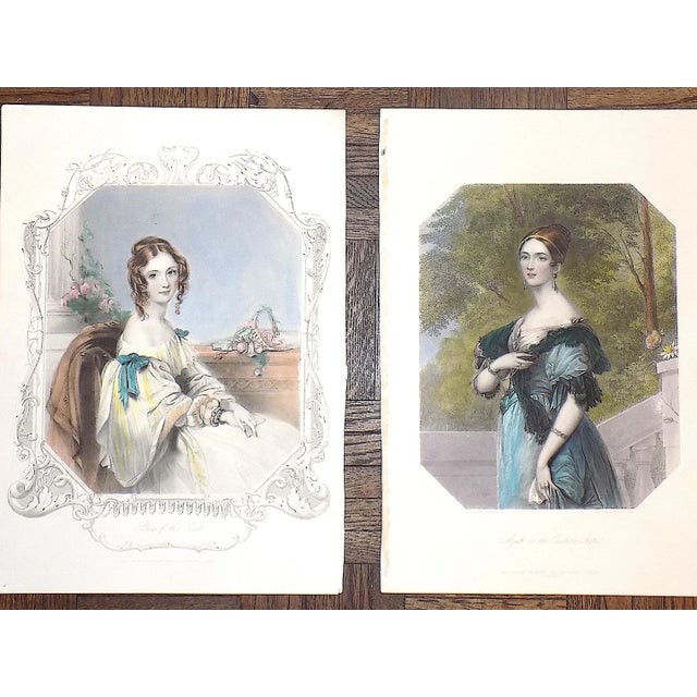 Victorian Antique 19th Century Engravings-Victorian Women-Portraits-Set of 8 For Sale - Image 3 of 7