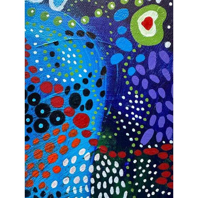 Textile “Floating Heart – Original 20×20 Painting, Acrylic & Oil Markers on Canvas by Nathalie Gribinski” For Sale - Image 7 of 8