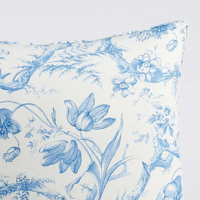 This pillow features Toile De Fleurs with a self welt finish. Beautifully detailed twisting branches and flowers form an...