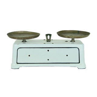 Vintage French Scale and Weights Set, 1950s For Sale