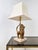 Thai Singha Lion Foo Dog Table Lamp in Gilt Bronze, Brass and Travertine, 1970s For Sale - Image 14 of 18