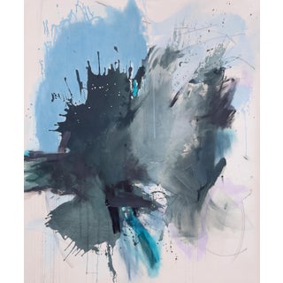 "Sings My Soul" Original Lyrical Abstraction Painting in Forest Green, Teal, and Sky Blue For Sale