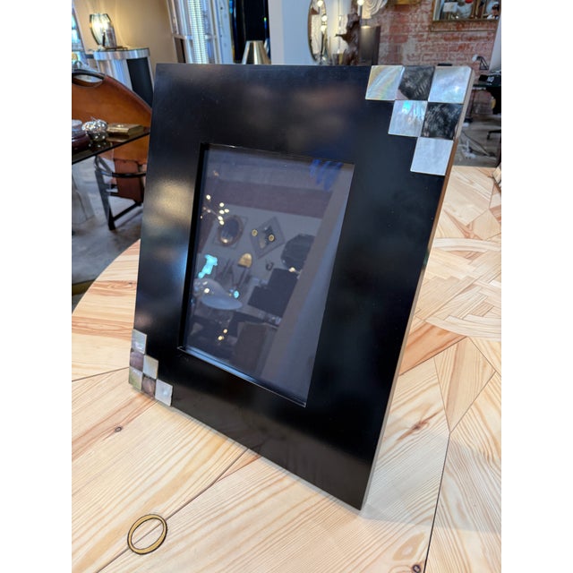 1970s Tommaso Barbi Black Picture Frame With Mother-of-Pearl Accents For Sale - Image 5 of 8