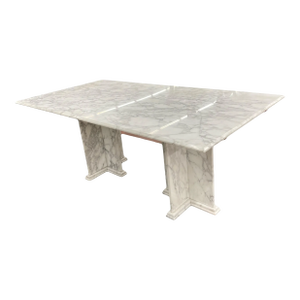 Mid-20th Century Italian Calacatta Marble Dining Table on Double Pedestal Base