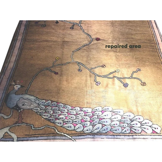 1920s The Most Unusual Antique 6'x9' Folk Art/Art Deco American Hooked Rug For Sale In Los Angeles - Image 6 of 10