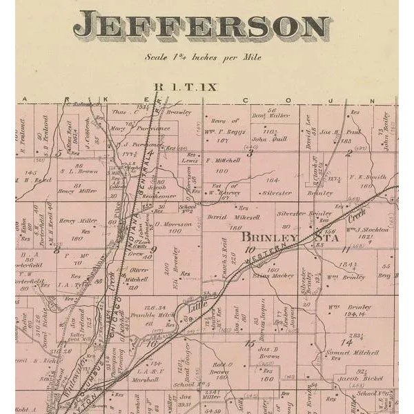 Antique Map of Jefferson County in Ohio by Titus, 1871 For Sale - Image 3 of 5