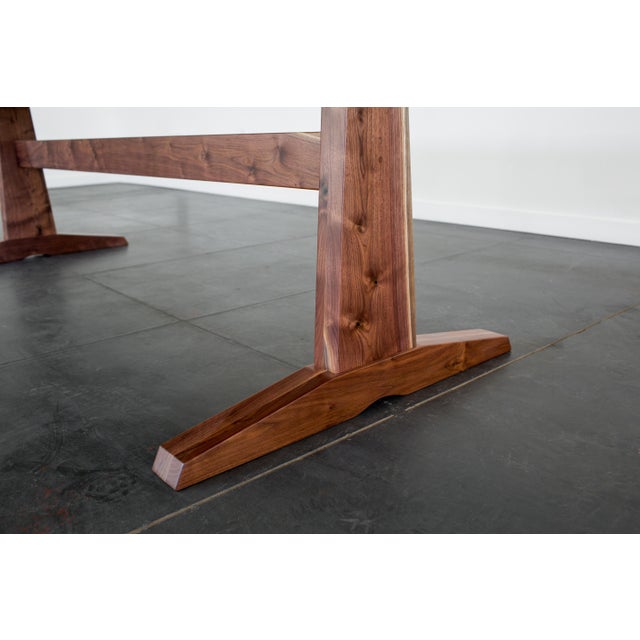 96" Columbia Trestle Table by Studio Moe in Oregon Walnut For Sale - Image 4 of 4