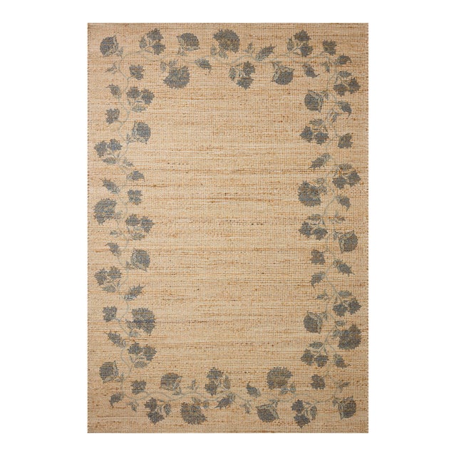 Chris Loves Julia x Loloi Rue Natural / Denim 2'-3" x 3'-9" Accent Rug For Sale