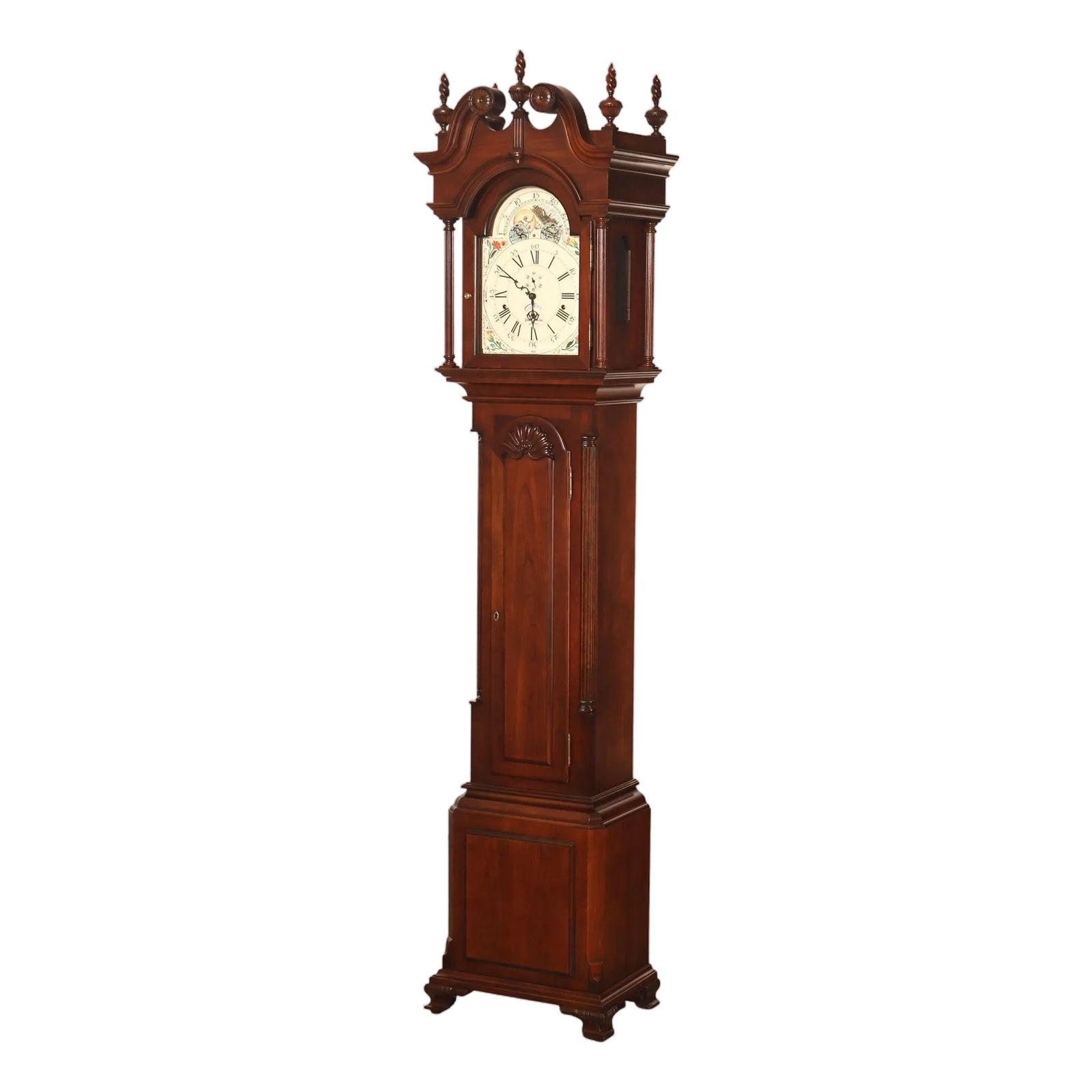 Sligh John Goddard Cherry Newport Tall Cased Grandfather Clock | Chairish