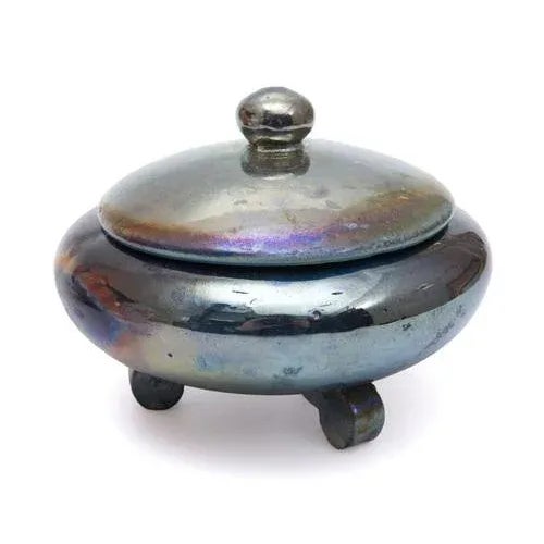 Silver Ceramic Container with Lid For Sale - Image 8 of 8