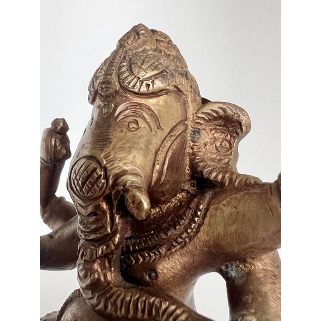Mid 20th Century Vintage Indian Brass Dancing Ganesha Figurine on Lotus Base For Sale - Image 5 of 12