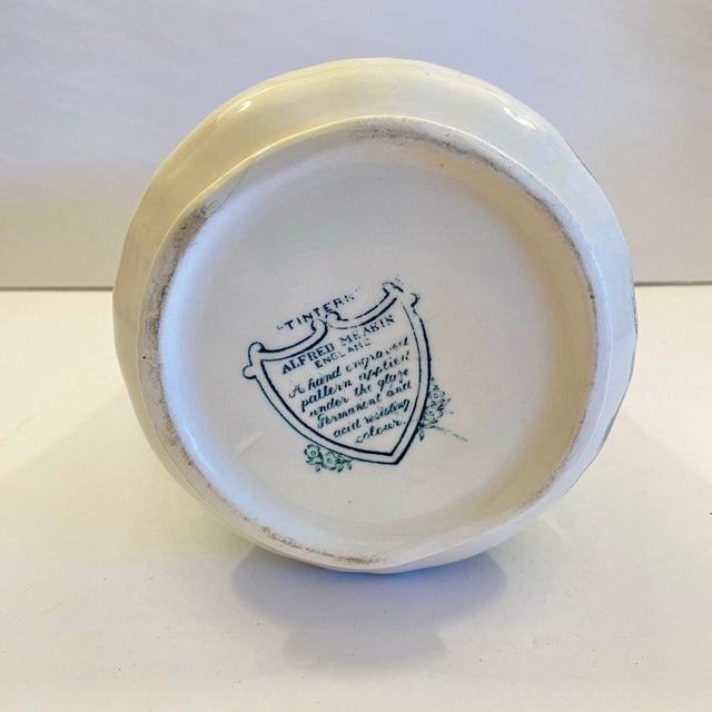 Antique Alfred Meakin Tintern Transferware Pitcher Jug C1920 England Green Gray For Sale - Image 4 of 8