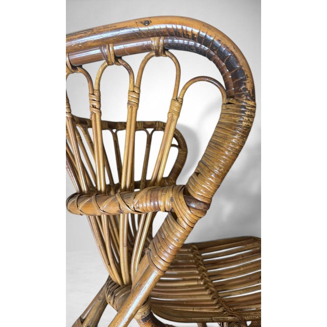 Danish Organic Modern Rattan Lounge Chair in the Style of Viggo Boesen For Sale - Image 11 of 17