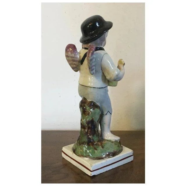 English Antique Early 19th Century English Georgian Staffordshire Pearlware Figure of a Bread Seller With Angel Wings For Sale - Image 3 of 12