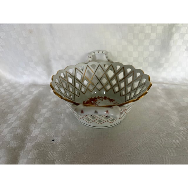 Herend 1960s Herend Chinese Bouquet Pattern Open Weave Basket For Sale - Image 4 of 11