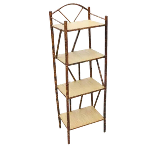 Restored Vintage Tiger Bamboo Four-Tier Shelf With Top Arch